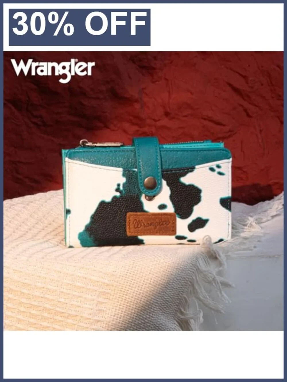 Wrangler Women's Bifold Wallet Vegan Leather Card Holder with Zipper and ID
